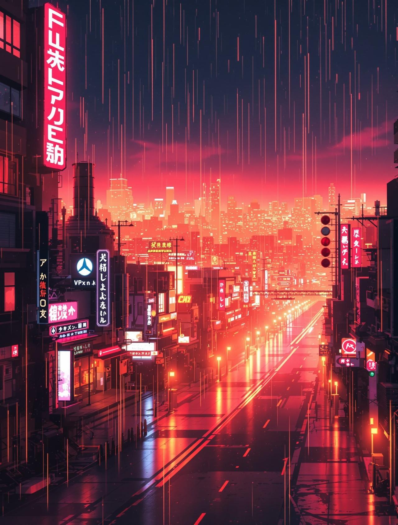 《霓虹猎人》赛博朋克动作电影海报,霓虹灯闪烁的都市夜景中神秘猎人的剪影